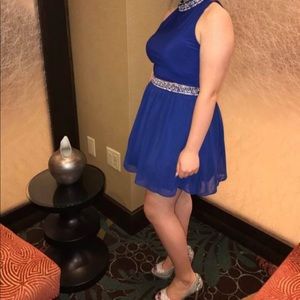 two piece royal blue prom dress